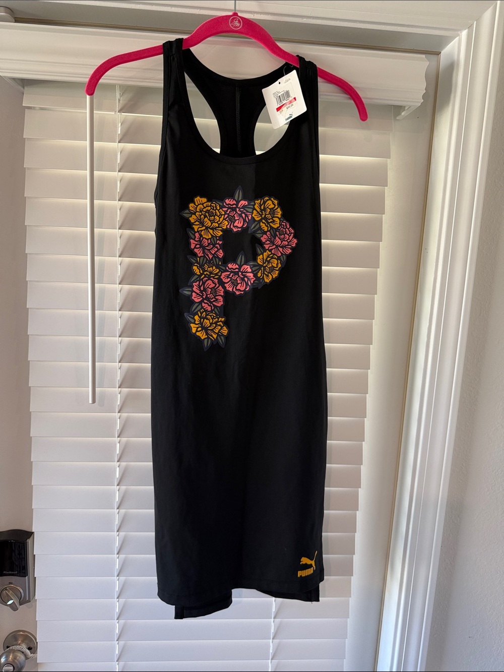 Puma Black Floral 'P' Racerback Dress with Pink and Yellow Flowers